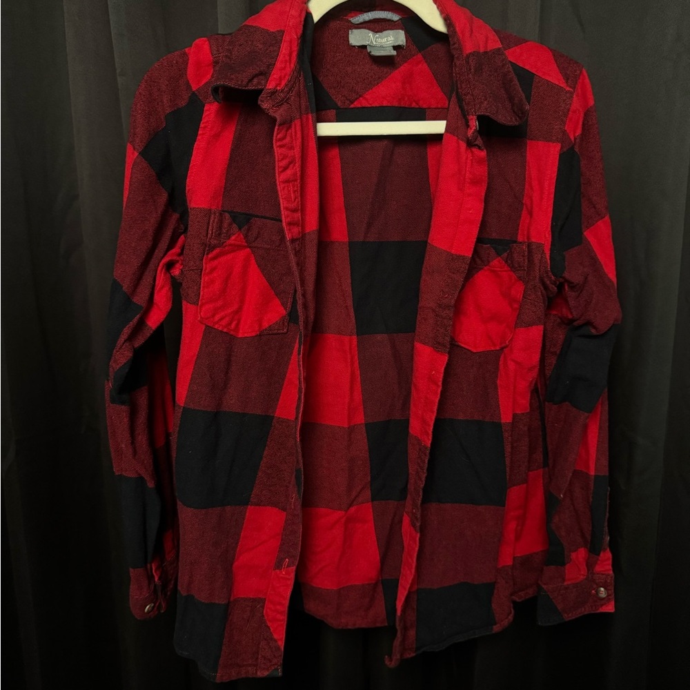 Buffalo Plaid Flannel Shirt women’s L fits like a M